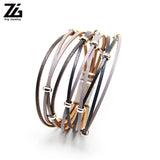Silver Beads Leather Charm Bracelet Bangle