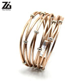 Silver Beads Leather Charm Bracelet Bangle