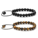 Frosted Agate Bead Bracelets 2 Pieces/set Couple Gift Bangle Unisex Jewelry