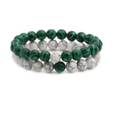 Frosted Agate Bead Bracelets 2 Pieces/set Couple Gift Bangle Unisex Jewelry