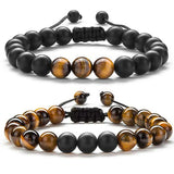 Frosted Agate Bead Bracelets 2 Pieces/set Couple Gift Bangle Unisex Jewelry