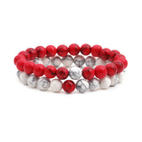 Frosted Agate Bead Bracelets 2 Pieces/set Couple Gift Bangle Unisex Jewelry