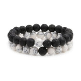 Frosted Agate Bead Bracelets 2 Pieces/set Couple Gift Bangle Unisex Jewelry