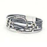 Women's Leather Charms Bracelet with Beads