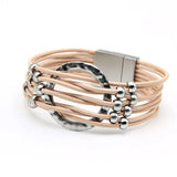 Women's Leather Charms Bracelet with Beads