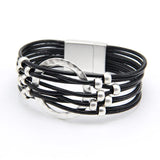 Women's Leather Charms Bracelet with Beads