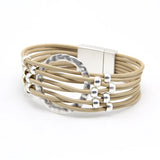 Women's Leather Charms Bracelet with Beads