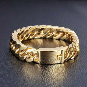 Men's Gold-Plated 10mm Domineering Bangle