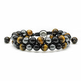 ZG Charms Couple's Bracelet Matte Stone Yellow Tiger Eye Beaded Unisex Bracelet
