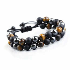Yellow Tiger Eye Stone Couple's Bracelet Woven Rope Unisex Bracelet