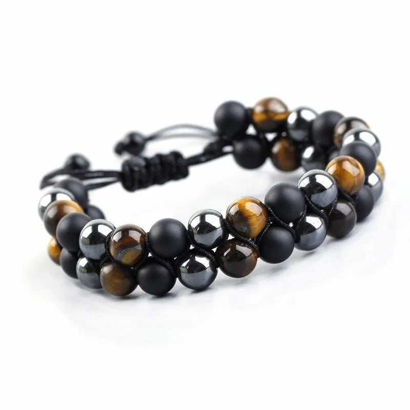Yellow Tiger Eye Stone Couple's Bracelet Woven Rope Unisex Bracelet
