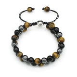 Yellow Tiger Eye Stone Couple's Bracelet Woven Rope Unisex Bracelet