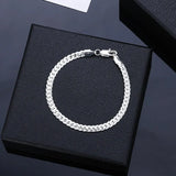 ZG 5MM Flat Snake Chain Silver Bracelet Unisex Jewelry