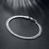 ZG 5MM Flat Snake Chain Silver Bracelet Unisex Jewelry
