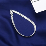 ZG 5MM Flat Snake Chain Silver Bracelet Unisex Jewelry