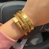 ZG Retro Roman Numeral Stainless Steel Men's Bracelet
