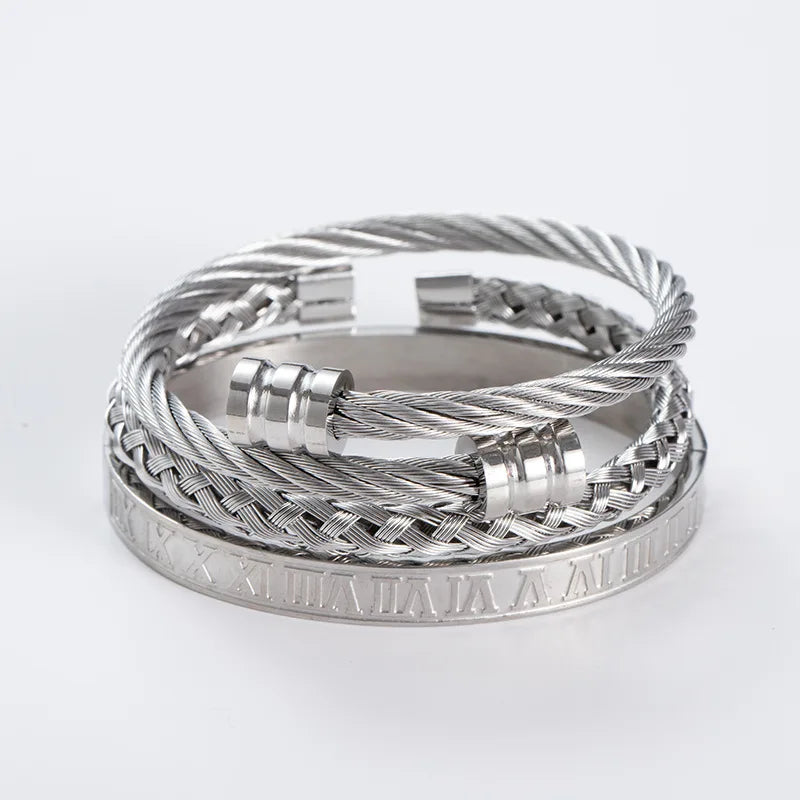 ZG Retro Roman Numeral Stainless Steel Men's Bracelet