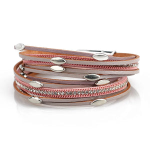 Iron Charm Bracelets Leather Wrap Bangle Female Jewelry