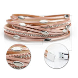 Iron Charm Bracelets Leather Wrap Bangle Female Jewelry