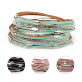 Iron Charm Bracelets Leather Wrap Bangle Female Jewelry