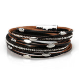 Iron Charm Bracelets Leather Wrap Bangle Female Jewelry