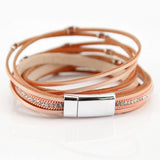Iron Charm Bracelets Leather Wrap Bangle Female Jewelry