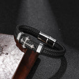 Hand Braided Leather Men's Bracelet with Cross