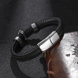 Hand Braided Leather Men's Bracelet with Cross