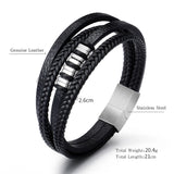Men's Vintage Charms Leather Bracelet Titanium Steel Bangle