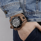 ZG Men's Leather Bracelet Quartz Watch