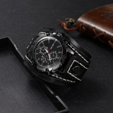 ZG Men's Leather Bracelet Quartz Watch