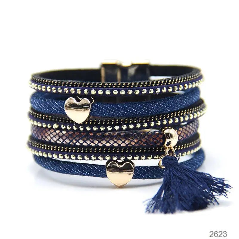 Denim Ladies Bracelet Magnetic Buckle Bangle Jewelry