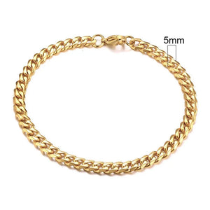 Men's Gold-plated Stainless Steel Cuban Chain Bracelet 11mm