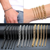 Men's Gold-plated Stainless Steel Cuban Chain Bracelet 11mm