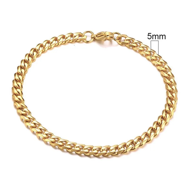 Men's Gold-plated Stainless Steel Cuban Chain Bracelet 11mm
