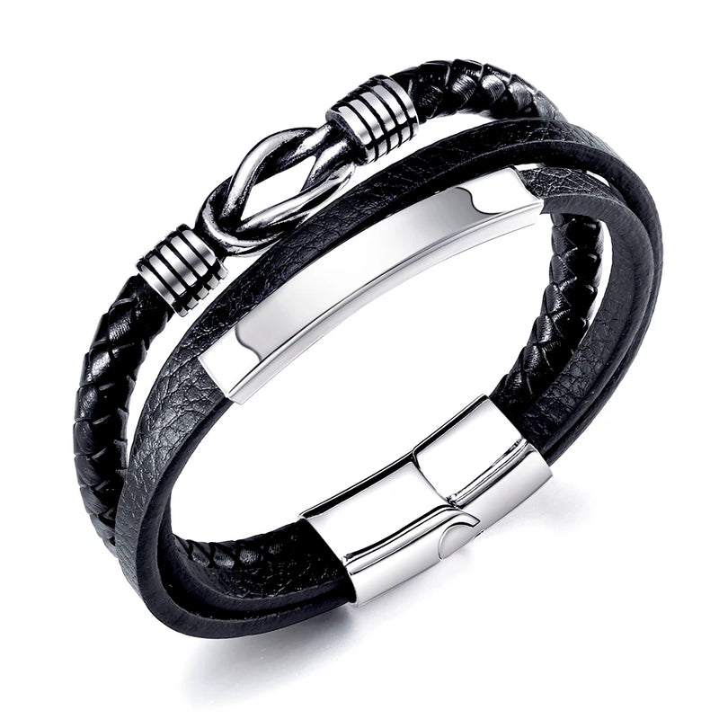 Retro Charm Bracelets Titanium Steel Multi-layer Braided Bangle Unisex