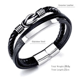 Retro Charm Bracelets Titanium Steel Multi-layer Braided Bangle Unisex