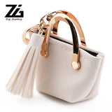 Small Bag Keychain Mini Coin Purse Gray Pink Red Decoration Key Chains