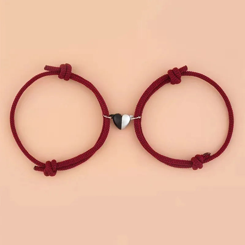 Heart Rope Couple Bracelet Magnetic Attraction Adjustable Friendship Jewelry