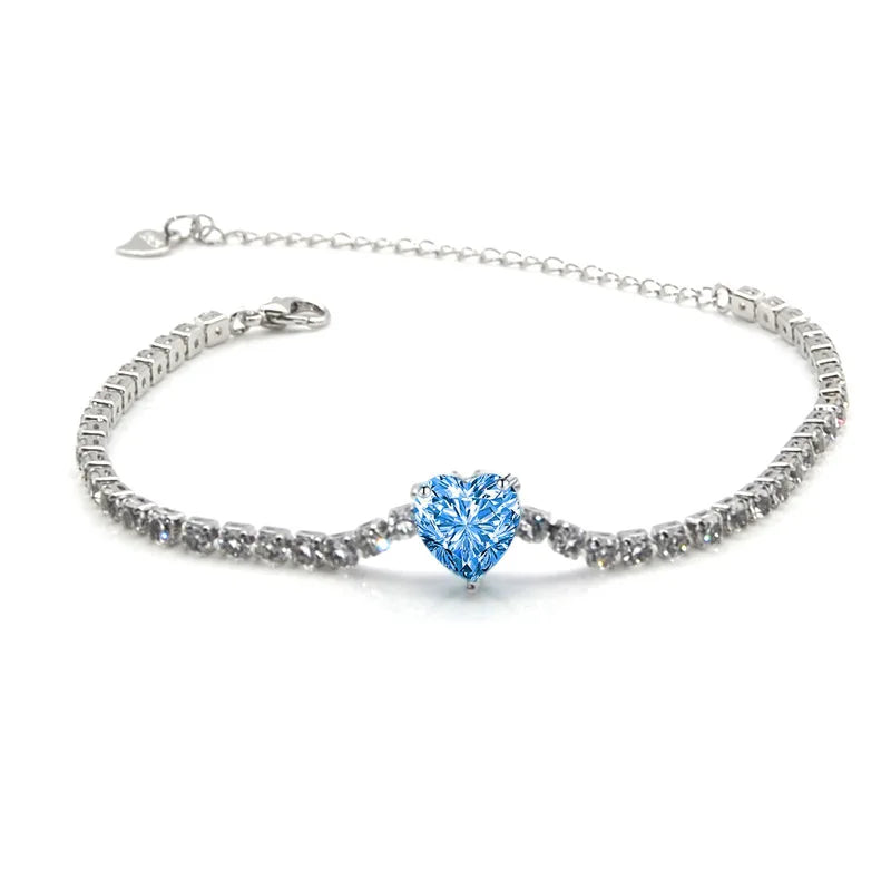 Women's Heart-shaped Zircon Gemstone Bracelet
