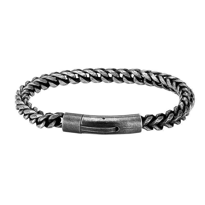 ZG Vintage Chain Link Men Bracelet Stainless Steel Motorcycle Bracelets
