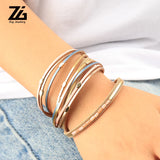 ZG Women Leather Bracelet Bohemian Round Charm Multilayer Bangle