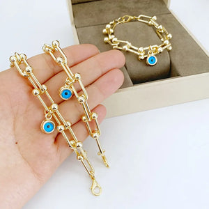 Retro Devil's Eye Charms Bracelet U-shaped Chain Jewelry