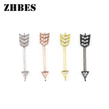 4PCS CZ Arrow Pendant Inlay Zircon Spacers Charms Beads DIY Jewelry Making
