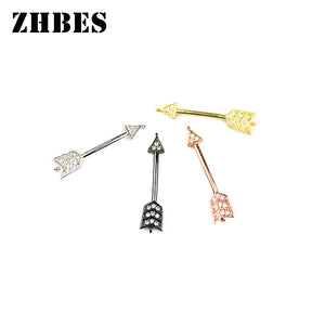 4PCS CZ Arrow Pendant Inlay Zircon Spacers Charms Beads DIY Jewelry Making
