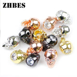 4PCS Zircon Metal Skull Pendant Spacers for Jewelry Making