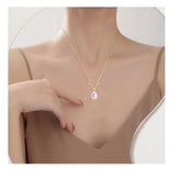 ZHBORUIN 14K Plated Elk Drop Pearl Pendant Freshwater Pearl Necklace