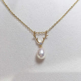 ZHBORUIN 14K Plated Elk Drop Pearl Pendant Freshwater Pearl Necklace