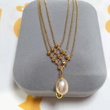 ZHBORUIN Freshwater Pearl Necklace Multilayer Chain Pendant
