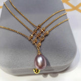 ZHBORUIN Freshwater Pearl Necklace Multilayer Chain Pendant